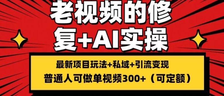 修复老视频的玩法，搬砖+引流的变现(可持久)，单条收益300+【揭秘】-东坡聊项目