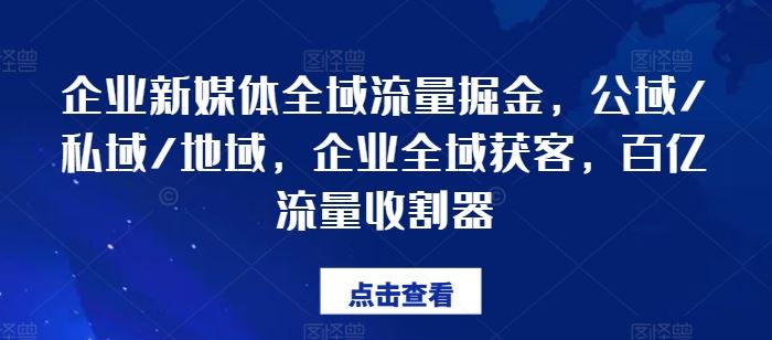 企业新媒体全域流量掘金，公域/私域/地域，企业全域获客，百亿流量收割器-东坡聊项目