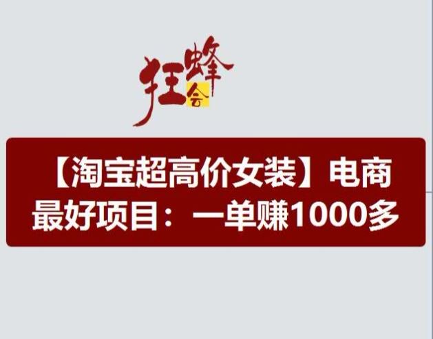 淘宝超高价女装项目，电商最好赛道，一单赚1000多-东坡聊项目