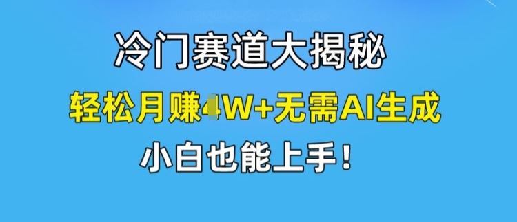 冷门赛道大揭秘，轻松月赚1W+无需AI生成，小白也能上手【揭秘】-东坡聊项目