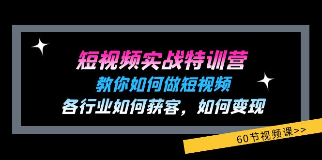 短视频实战特训营：教你如何做短视频，各行业如何获客，如何变现 (60节)-东坡聊项目