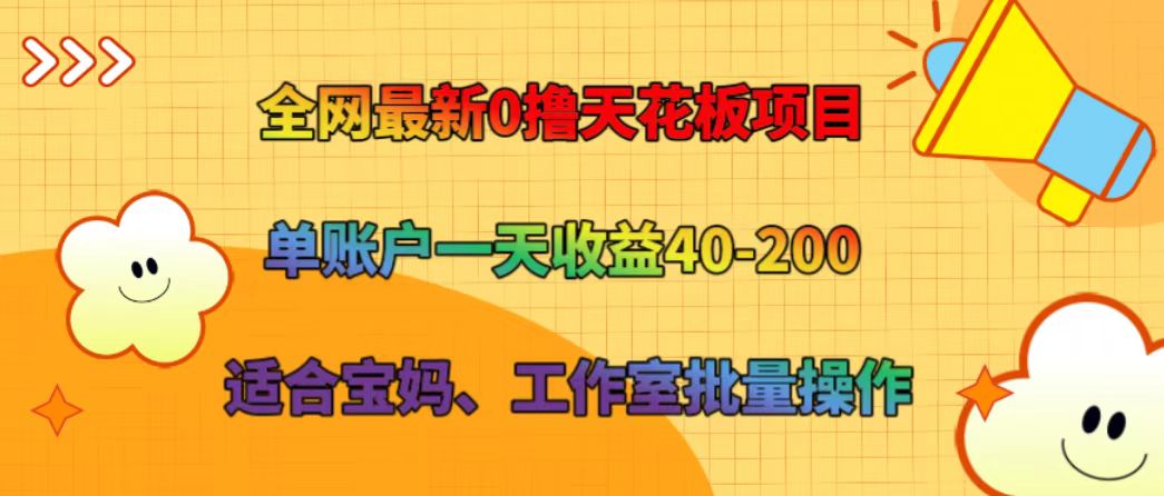 全网最新0撸天花板项目 单账户一天收益40-200 适合宝妈、工作室批量操作-东坡聊项目