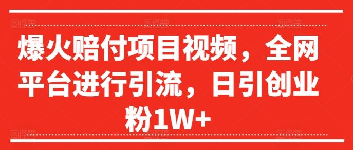 爆火赔付项目视频，全网平台进行引流，日引创业粉1W+【揭秘】-东坡聊项目