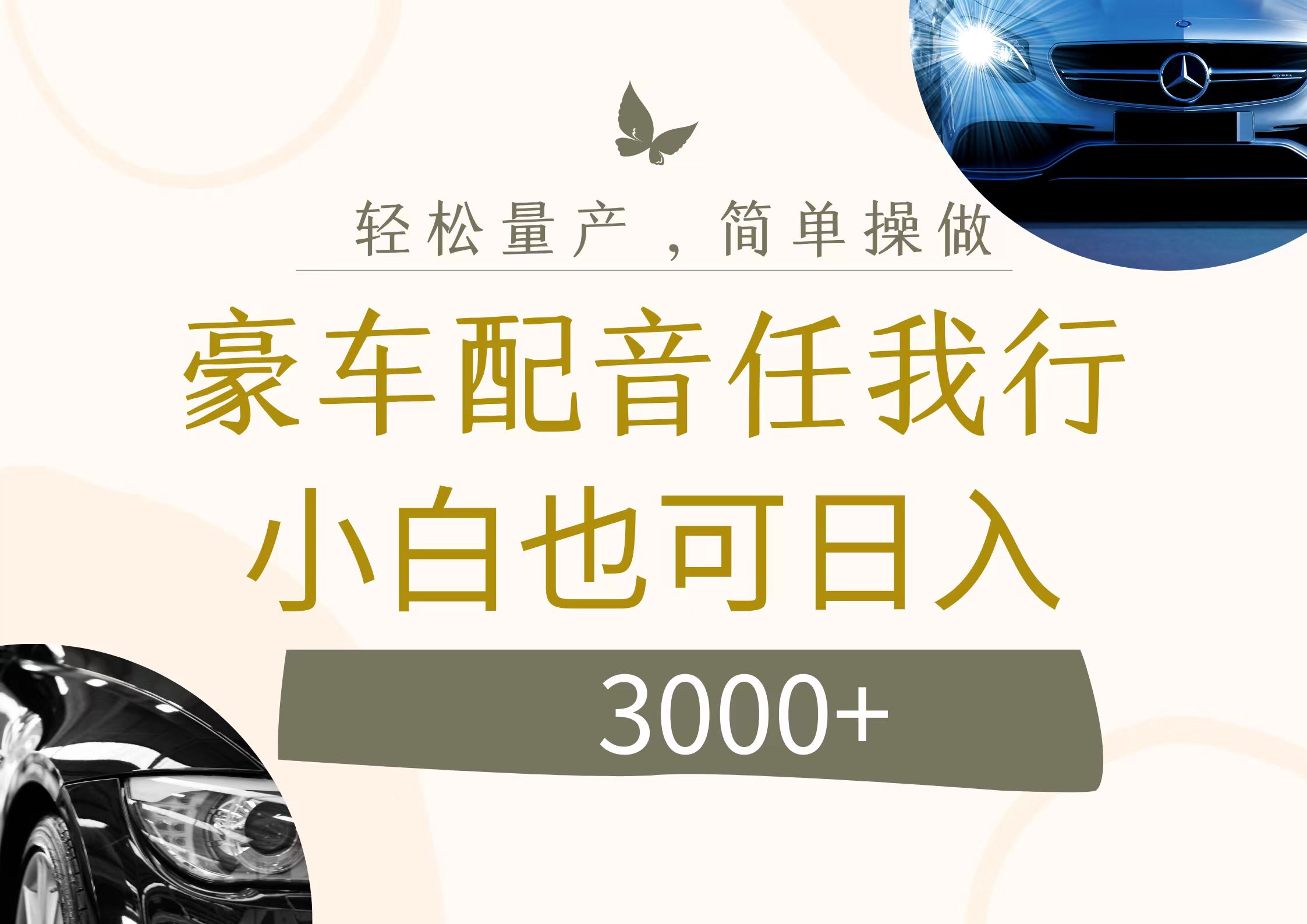 （12206期）不为人知的暴力小项目，豪车配音，日入3000+-东坡聊项目