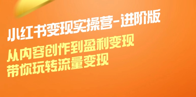 （12234期）小红书变现实操营-进阶版：从内容创作到盈利变现，带你玩转流量变现-东坡聊项目