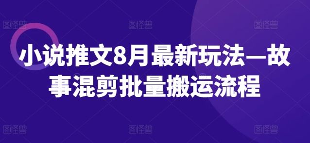 小说推文8月最新玩法—故事混剪批量搬运流程-东坡聊项目