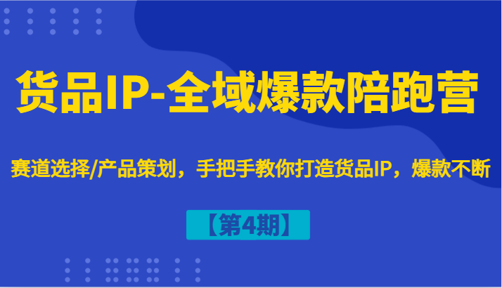 货品IP-全域爆款陪跑营【第4期】赛道选择/产品策划，手把手教你打造货品IP，爆款不断-东坡聊项目