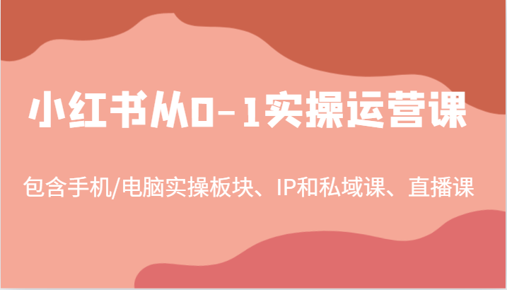 小红书从0-1实操运营课，包含手机/电脑实操板块、IP和私域课、直播课（97节）-东坡聊项目