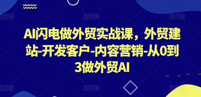 AI闪电做外贸实战课，​外贸建站-开发客户-内容营销-从0到3做外贸AI(更新)-东坡聊项目