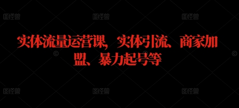 实体流量运营课，实体引流、商家加盟、暴力起号等-东坡聊项目