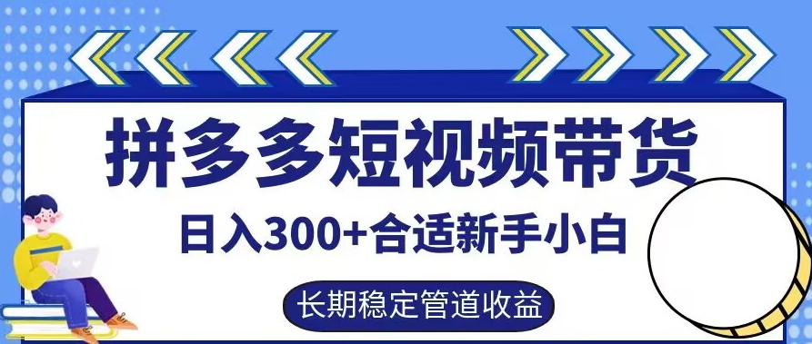 拼多多短视频带货日入300+有长期稳定被动收益，合适新手小白【揭秘】-东坡聊项目